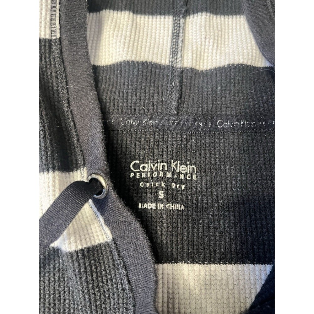 Calvin Klein Performance Women’s Small Striped Hoodie Black White Pullover - Picture 2 of 7